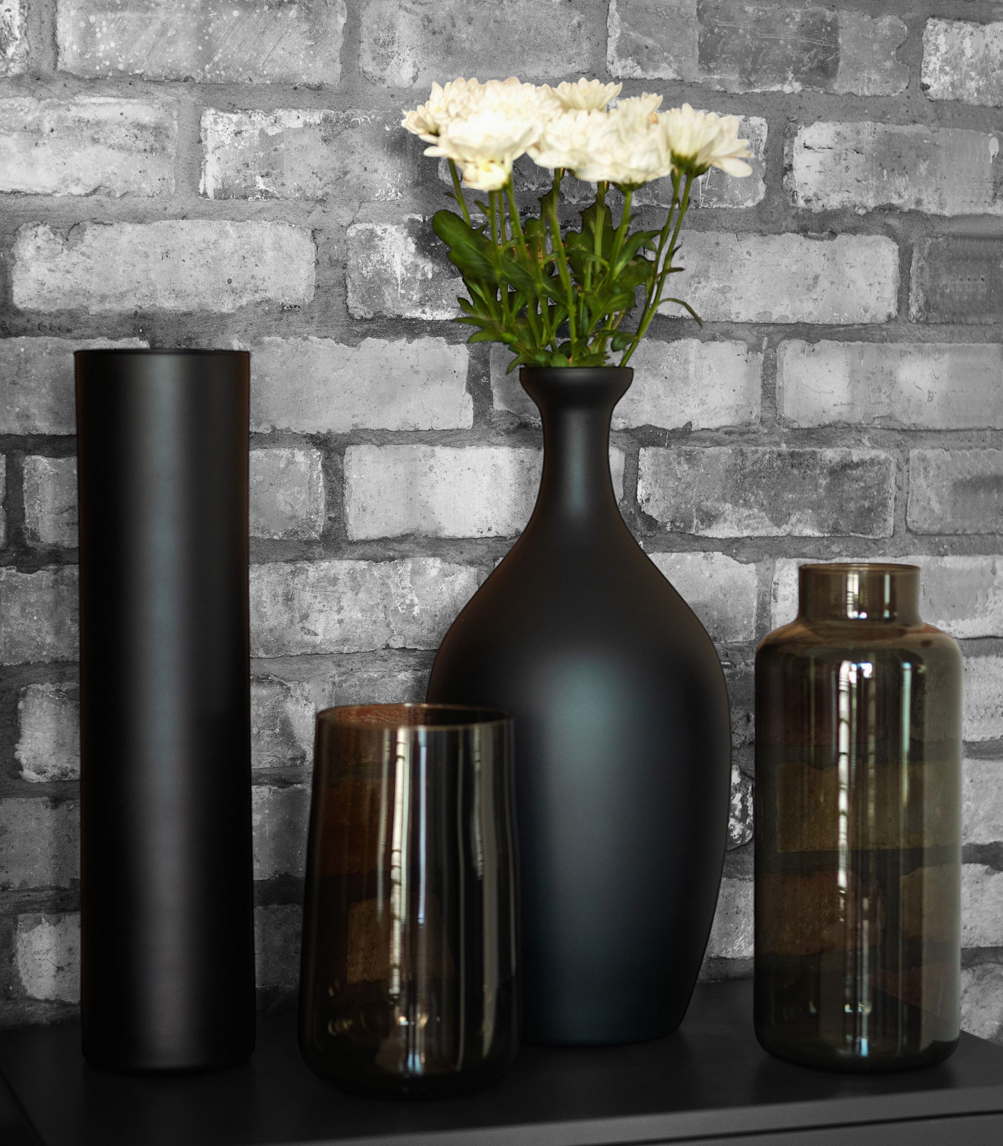 Tobe Onyx – Tall Matte Black Cylinder Vase, 50cm
