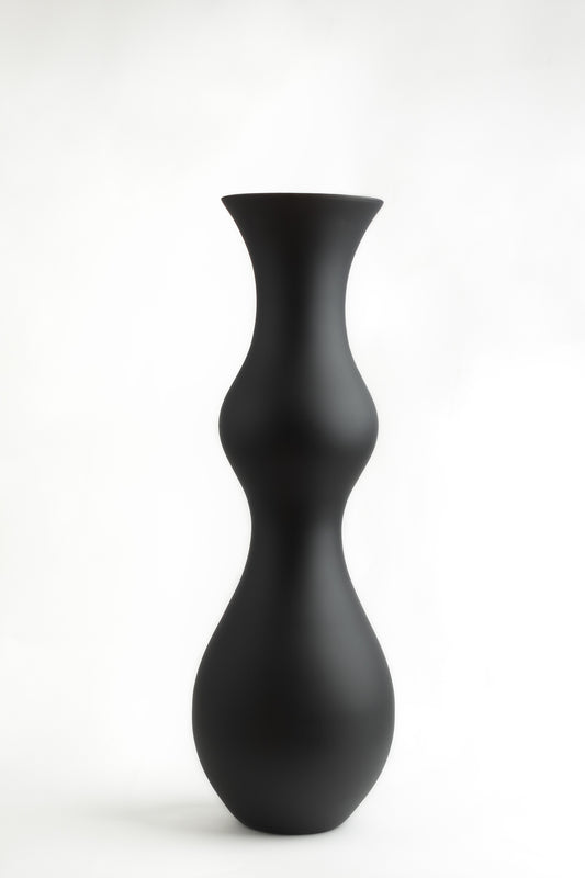 Pear Onyx – Tall Black Glass Vase, 70cm